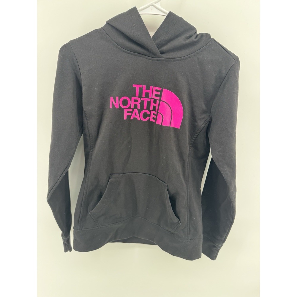The North Face Black Pullover Hoodie Pink Logo Womens‎ XS